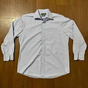 Ralph Lauren Men's Light Blue Checkered Dress Shirt